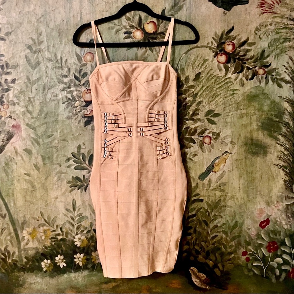 Boutique Bandage Sexy Dress Gold